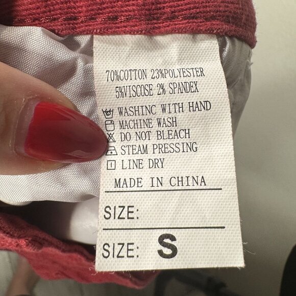 Red Denim Mini Skirt Womens S‎ Cotton Blend Stretch Casual - Picture 3 of 3